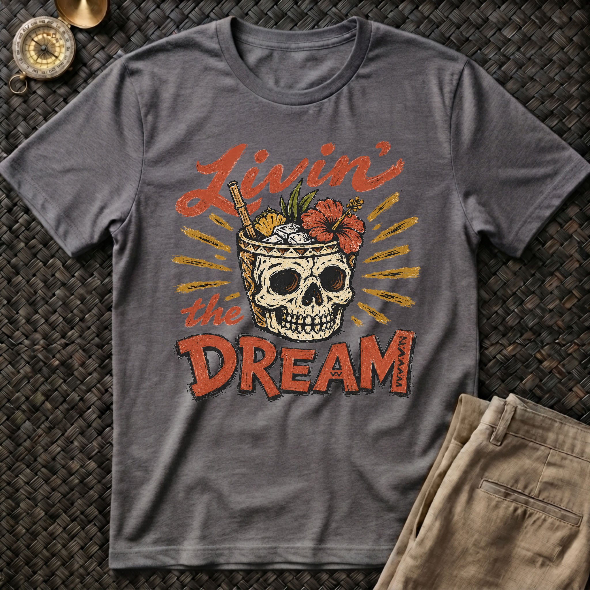 Livin the Dream Tiki Skull T-Shirt